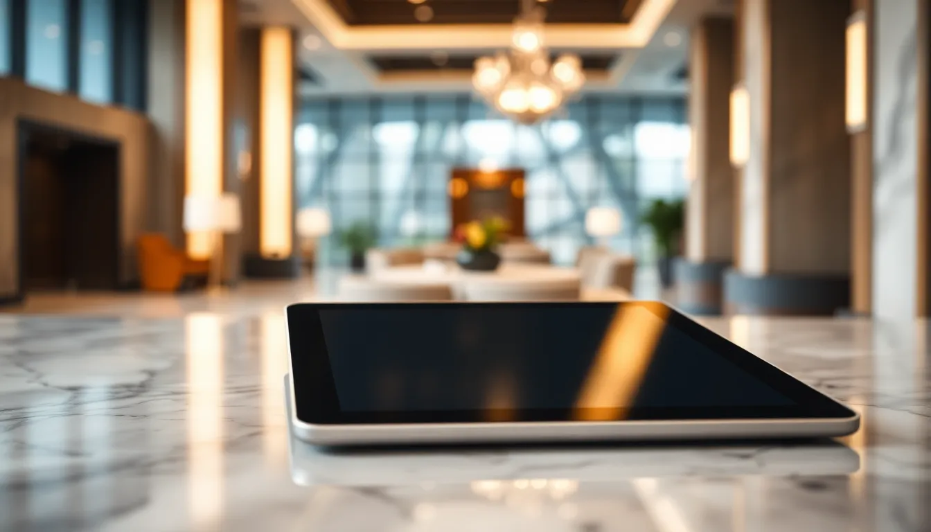 Tampilan mockup website hotel profesional di laptop dan smartphone, melambangkan jasa pembuatan website hotel di Depok.