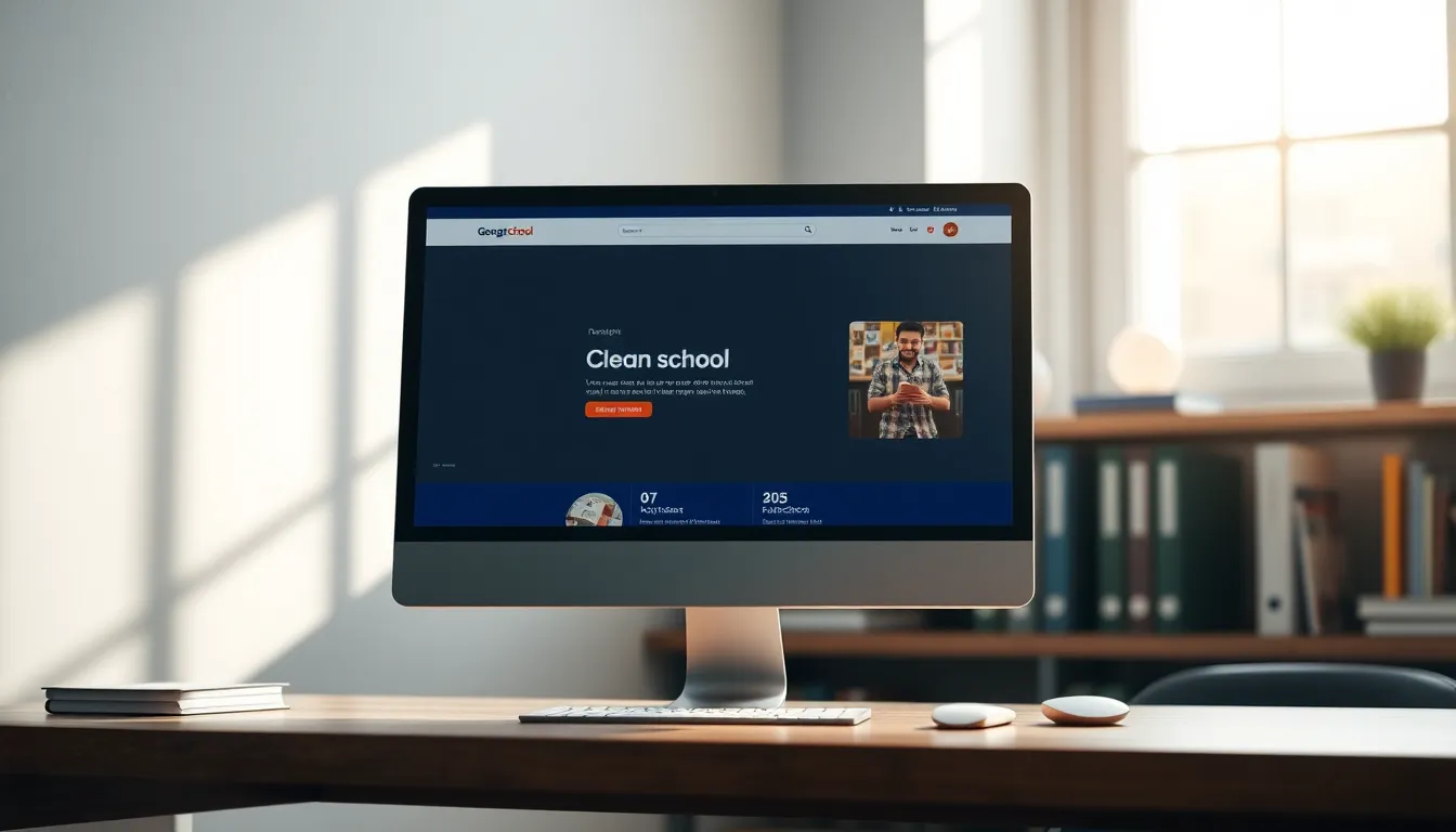 Desain website modern untuk jasa pembuatan website lembaga pendidikan di Denpasar, menampilkan halaman beranda dengan informasi sekolah dan menu navigasi.