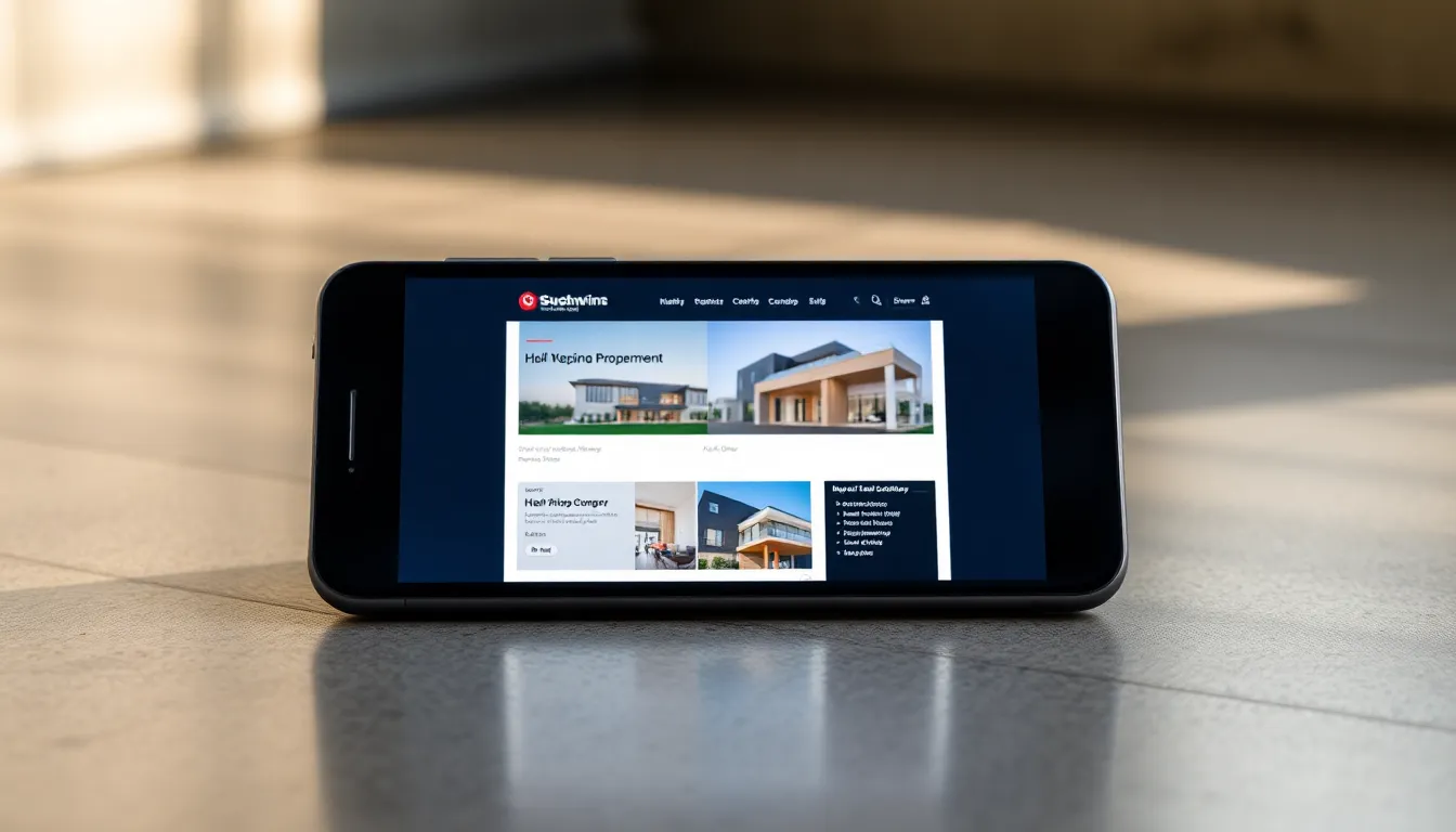 Tampilan website perusahaan properti modern dengan desain responsif untuk layanan jasa pembuatan website perusahaan properti di Solo.